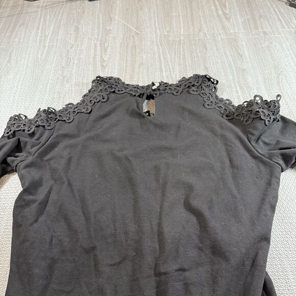 Boston Proper Womens cold Shoulder Keyhole Lace Rhinestones Black Size M - Picture 4 of 9